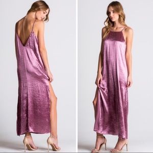 NWOT Deep Mauve Satin Maxi Slip Dress - Sz M